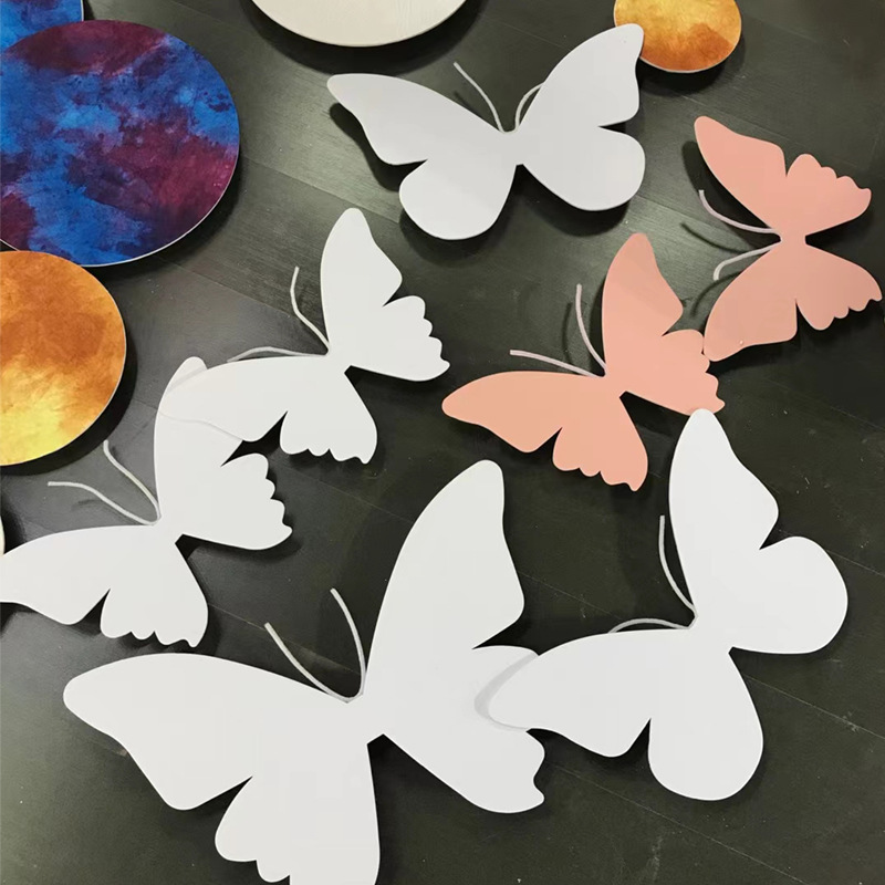 wedding props white pink 3d butterfly design wall decor 40/50/60cm big butterfly wedding party wall backdrop decor sticker