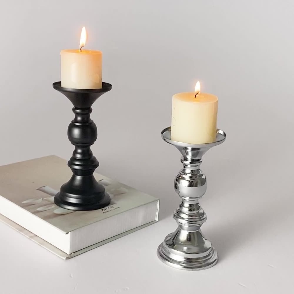 2022 European  luxury of romance Retro style candlestick metal black silver gold Scented candle base  for wedding centerpiece