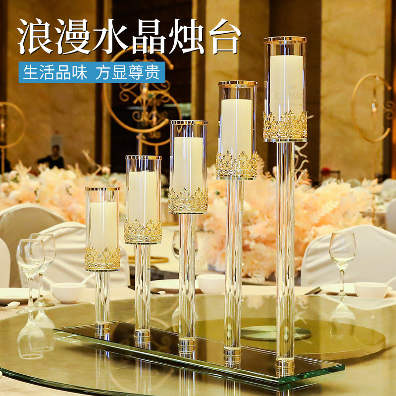 Luxury 10 heads glass candlestick holder crystal glass pillar cube clear candelabra for home wedding table centerpieces decor