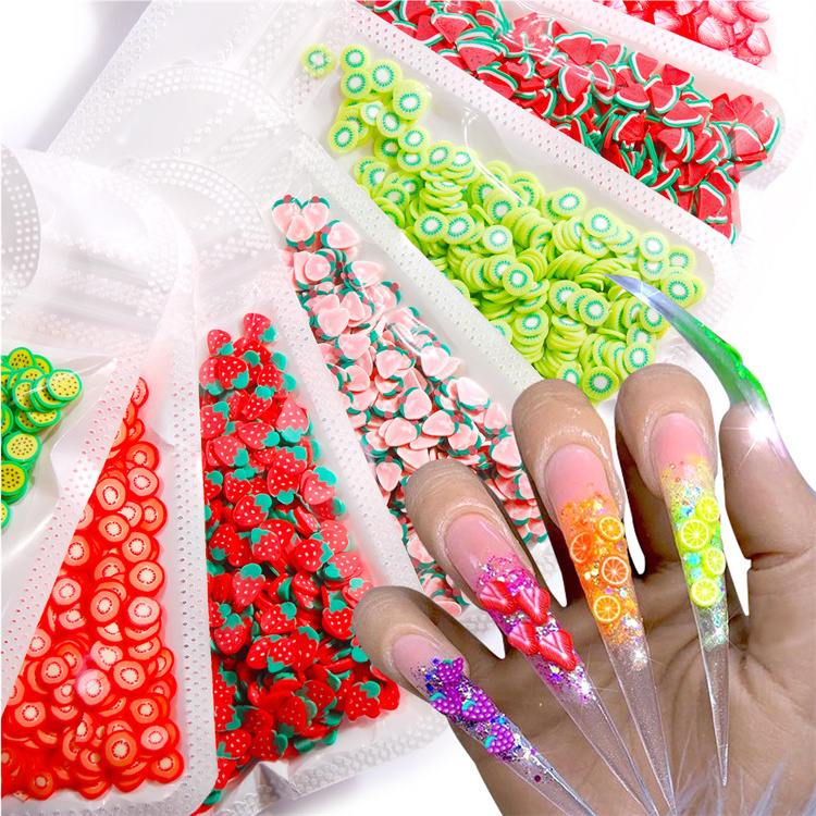 Hisenlee 3D Polymer Slices Fruit Slices DIY Nail Art Slime Supplies Charms Slime Making Kit Decoration Arts Crafts 10g/bag