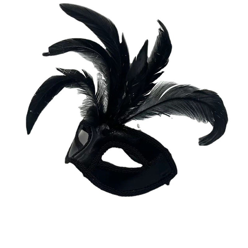 Simple Elegant Black Red Purple Venetian Women Lady Feather Eye Mask For Carnival Masquerade Venice Feather Mardi Gras Masks