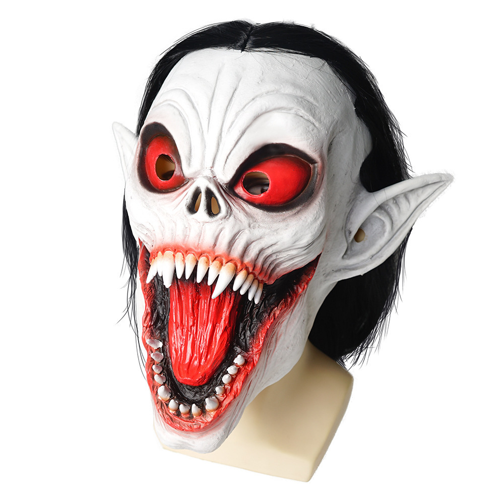 Customization Silicone Masks Vampire Costume Headgear Mobius Half-length Face Mask Halloween Scary Role-playing Latex Mask w Wig