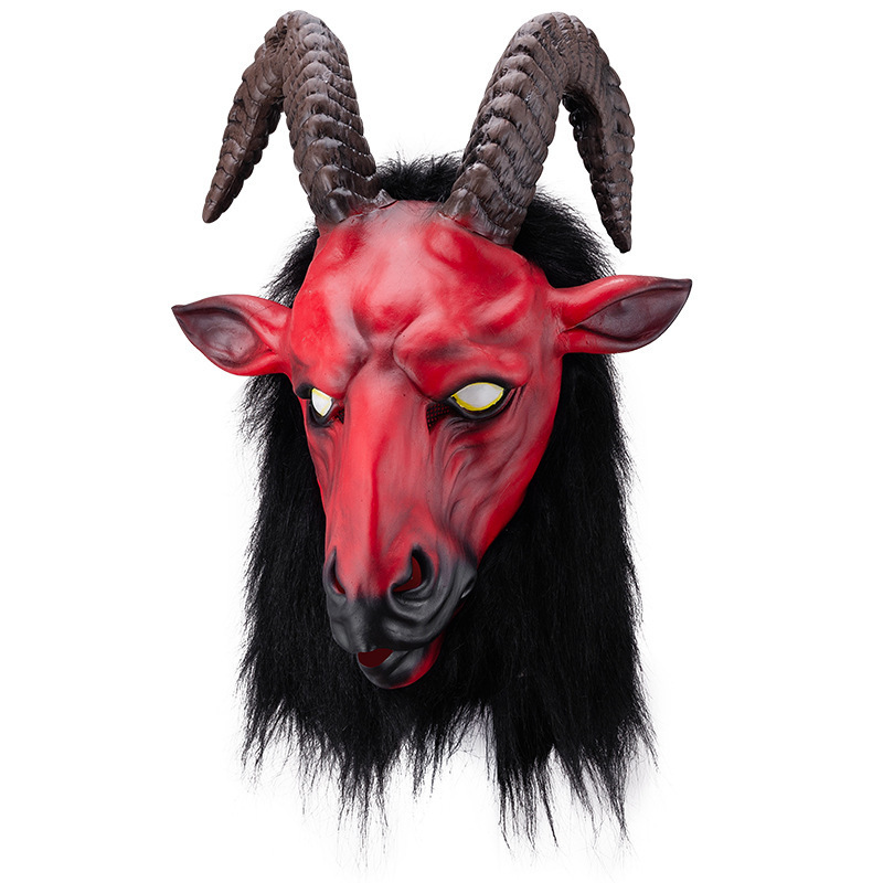 Halloween Costumes Antelope Horror Mask Realistic Red Goat Headgear Dance Show Costume Props Cosplay Halloween Masks