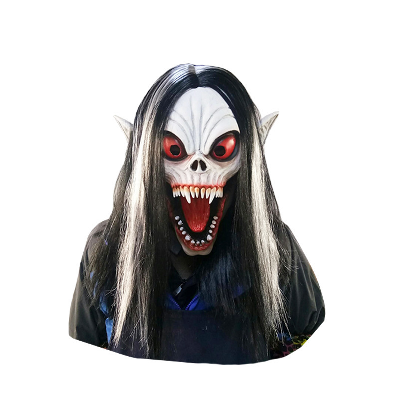 Customization Silicone Masks Vampire Costume Headgear Mobius Half-length Face Mask Halloween Scary Role-playing Latex Mask w Wig