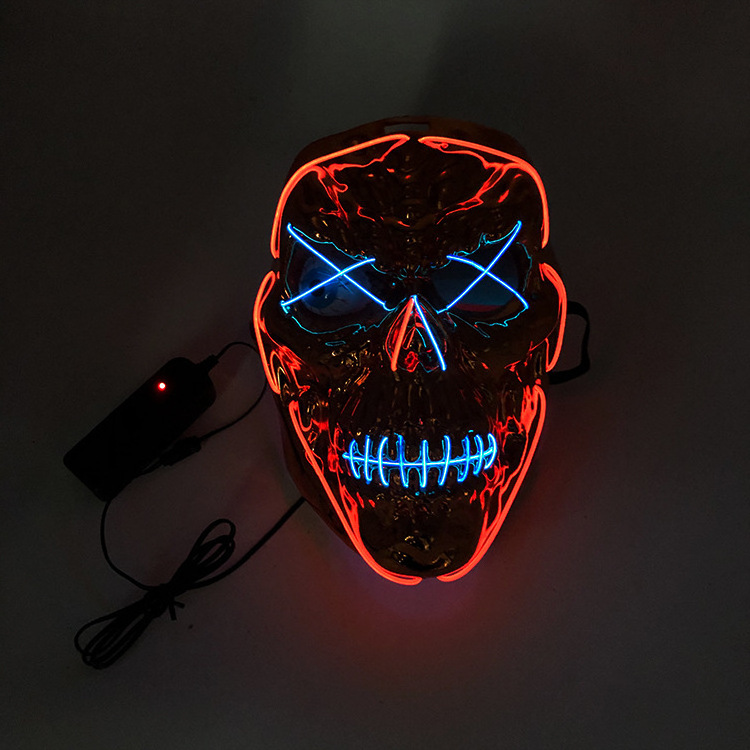 Neon Purge Mask LED Flashing Halloween EL Mask Battery Operated Light Up EL Skeleton Mask For Halloween Party