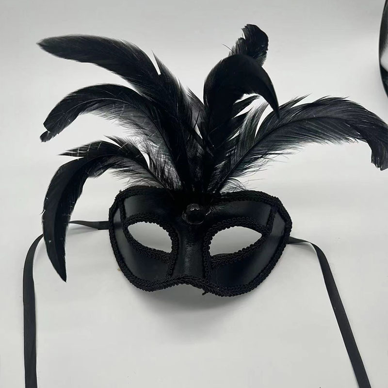 Simple Elegant Black Red Purple Venetian Women Lady Feather Eye Mask For Carnival Masquerade Venice Feather Mardi Gras Masks