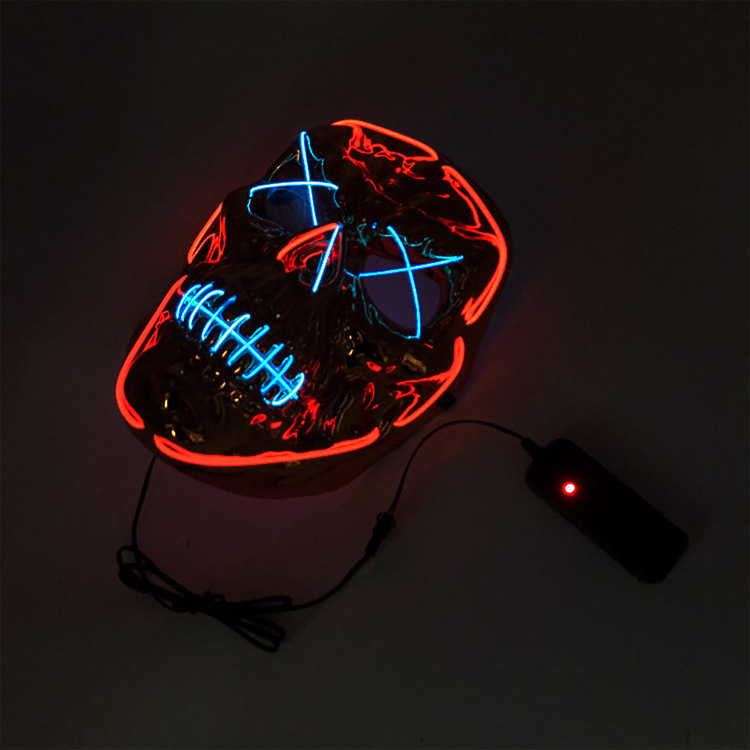 Neon Purge Mask LED Flashing Halloween EL Mask Battery Operated Light Up EL Skeleton Mask For Halloween Party