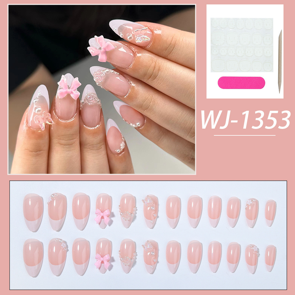 press on nails custom luxury package wholesale almond nail tips  false nails for Women and girls daily wear can be reused