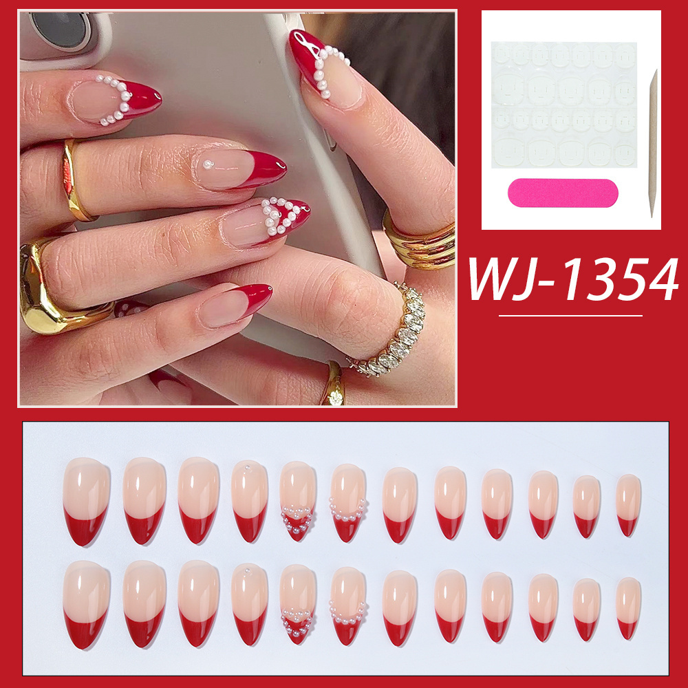 press on nails custom luxury package  wholesale almond nail tips false nails for Women and girls daily wear can be reused