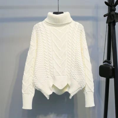 Selling Autumn Loose High Neck Pullover Bat Sleeve Lazy Style Thick Wool Women Sweaters