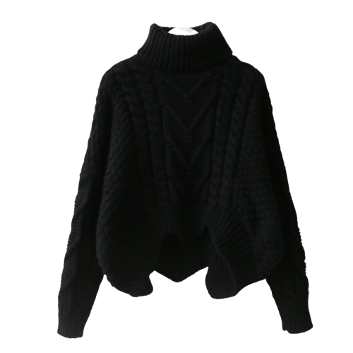 Selling Autumn Loose High Neck Pullover Bat Sleeve Lazy Style Thick Wool Women Sweaters