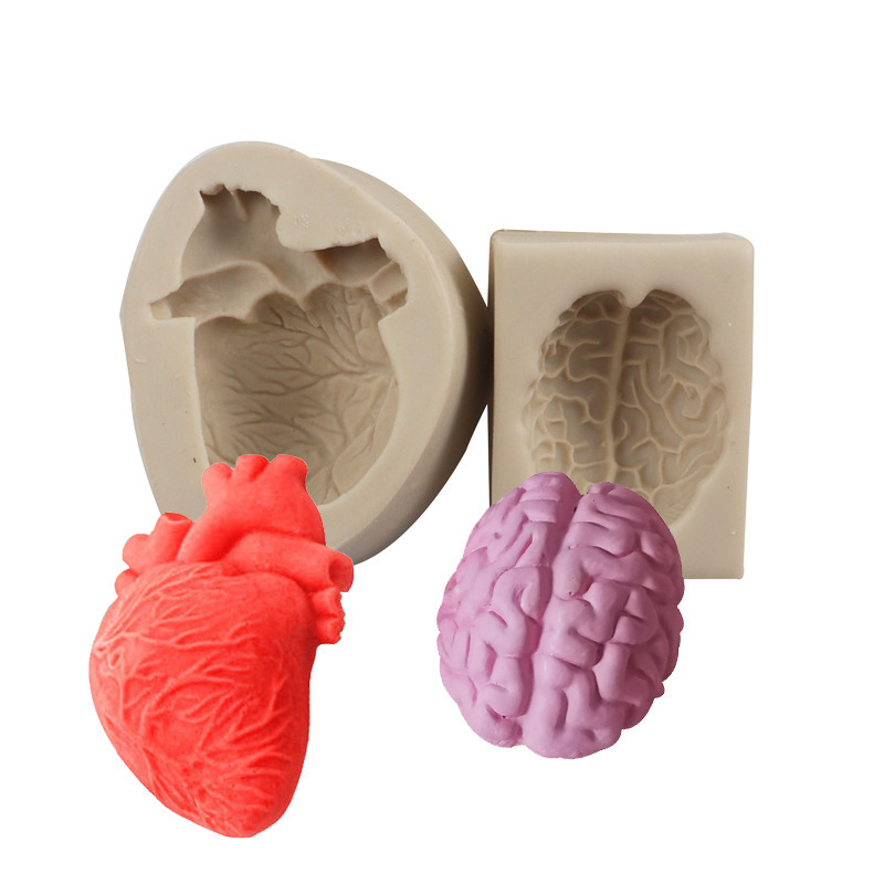 Halloween Series Crystal Epoxy Resin Mold Human Organs Heart Brain Shape Silicone Mould Diy Craft Making Tool