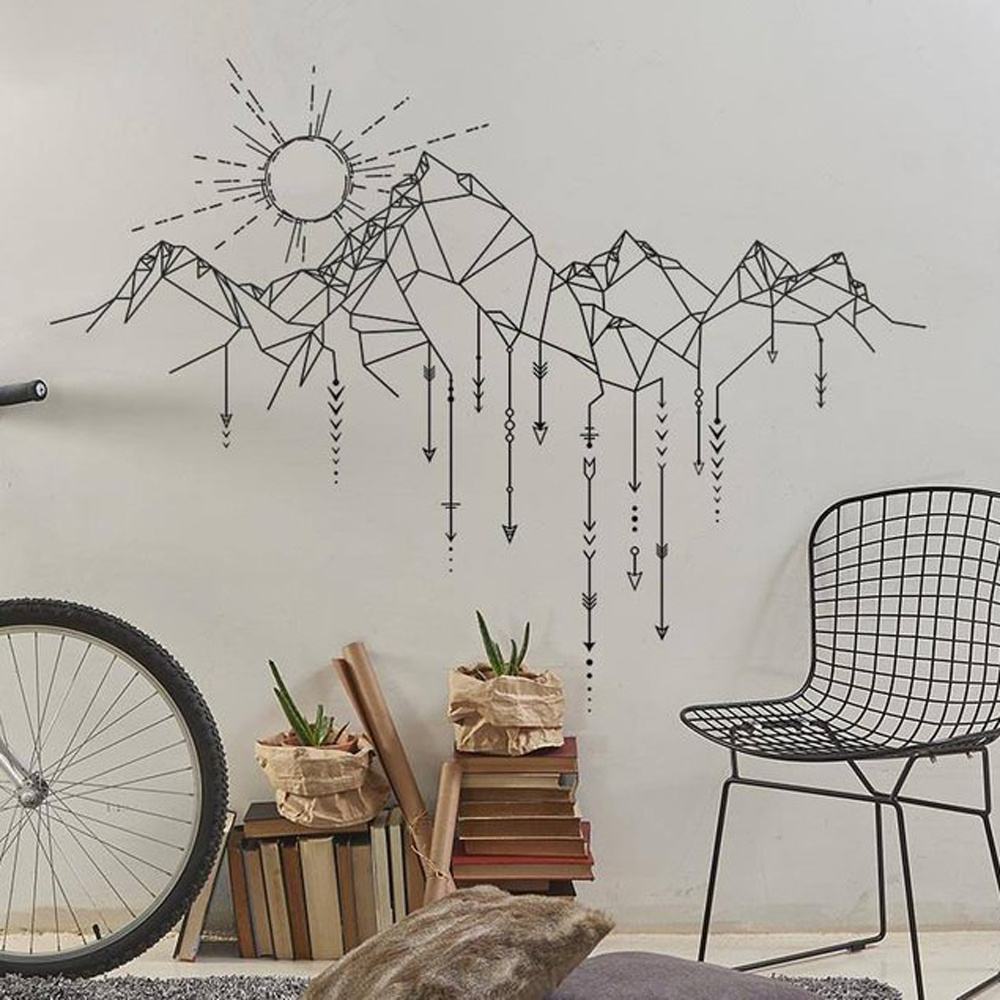 Wall Art Sticker Modern Wall Decals Quotes Vinyls Stickers Sun Mountain Wall Sticker Room Home Decor