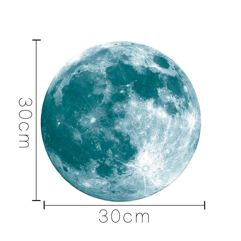 Glow in The Dark Moon 30cm Glowing Luminous Wall or Ceiling Art Stickers Removable Adhesive Wall Decal for Kids Bedroom