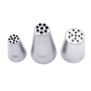 hot sale 304 Stainless Steel 3 Pcs/set Grass Tips Icing Piping Nozzles Fondant Cake Decorating Pastry Set