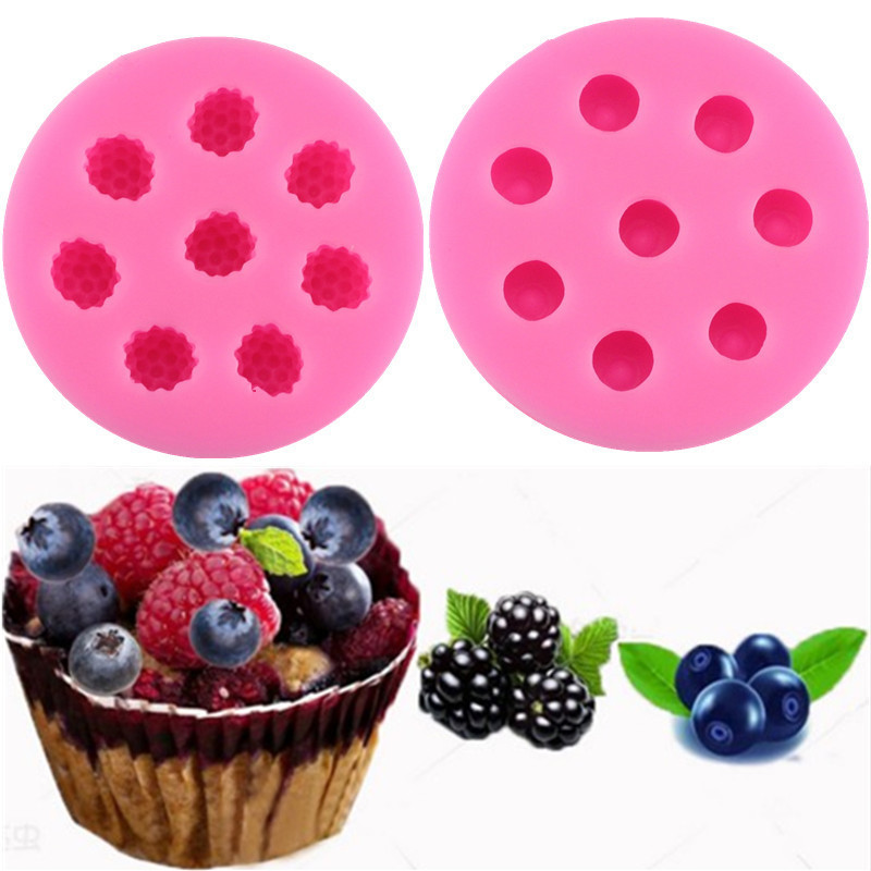 Wholesale Fruit 8 Holes Raspberry/Blueberry Shape Cake Mould Silicone Berry Fondant Mold Cake Decoration