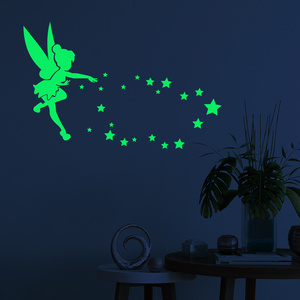 big size Luminous Angel Wall Sticker Luminous Girl Wall Stickers Star Fluorescent Sticker Wall Decal for Birthday Party