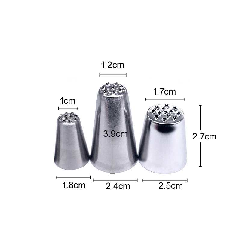 hot sale 304 Stainless Steel 3 Pcs/set Grass Tips Icing Piping Nozzles Fondant Cake Decorating Pastry Set