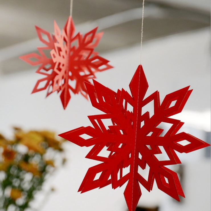 New Arrival Snow Theme 6pcs/set 3D Snowflake Hanging Pendant Snowflake Party Decoration For Christmas Party Background Wall