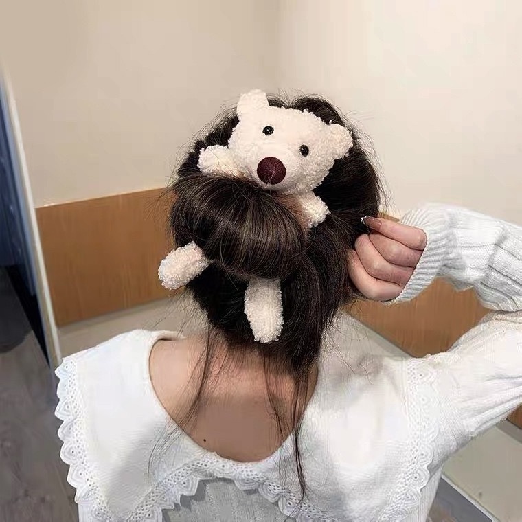 New Style Cute Scrunchies Plush Animal Rabbit Bear Hair Ties Novel Hair Accessories For Girls