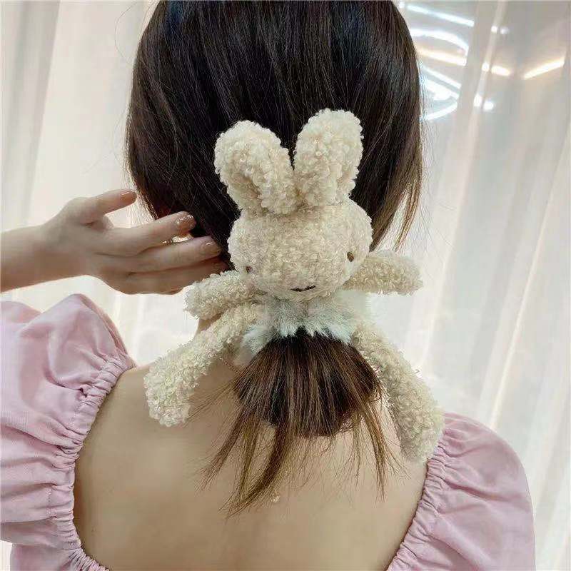 New Style Cute Scrunchies Plush Animal Rabbit Bear Hair Ties Novel Hair Accessories For Girls