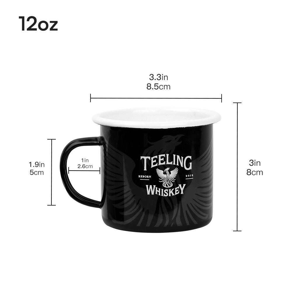 Wholesale 12oz Enamel Mug Travel Cup with Handle for Coffee Milk Tea Tumbler Outdoor Camping Cups Tea Cups