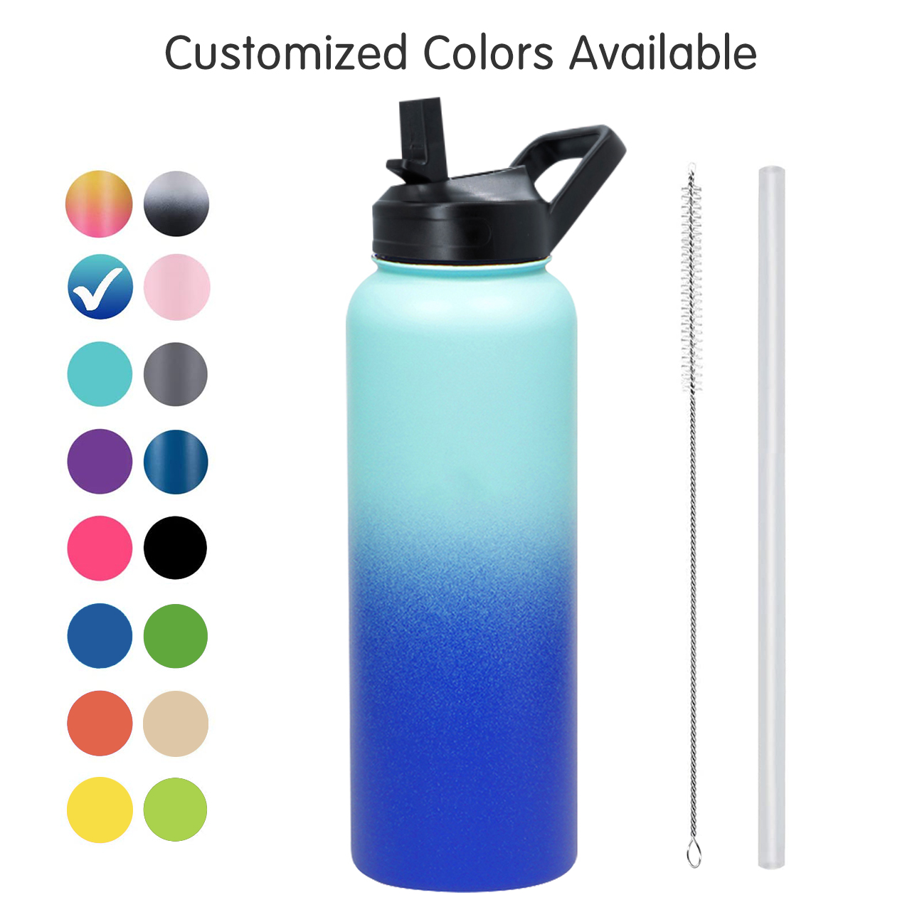 New Design Water Bottle Stainless Steel Flask Sports Bottle with Handle Lid 12oz 32oz 40oz 64oz