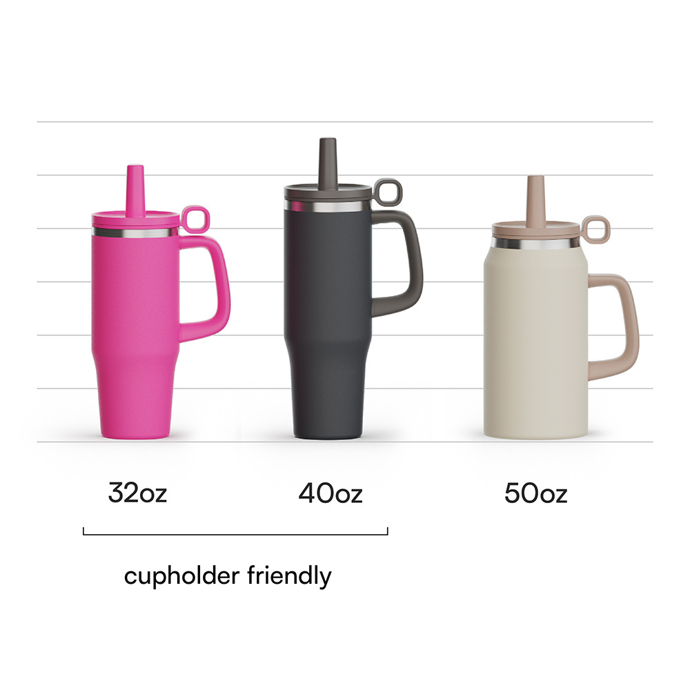 Custom 50 oz Adventure Quencher stainless steel double wall vacuum metal cup travel coffee mug 40oz tumbler with handle