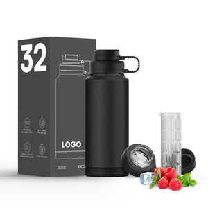 New Sports Water Bottle 32 Oz Leakproof Stainless Steel Gym Sport Bottles Double Walled Insulated Flask Metal Canteen