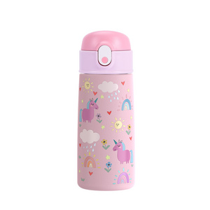 2022 New Product Girls Cute Pink Cartoon Design Insulated Stainless Steel Cute Kids Water Bottle