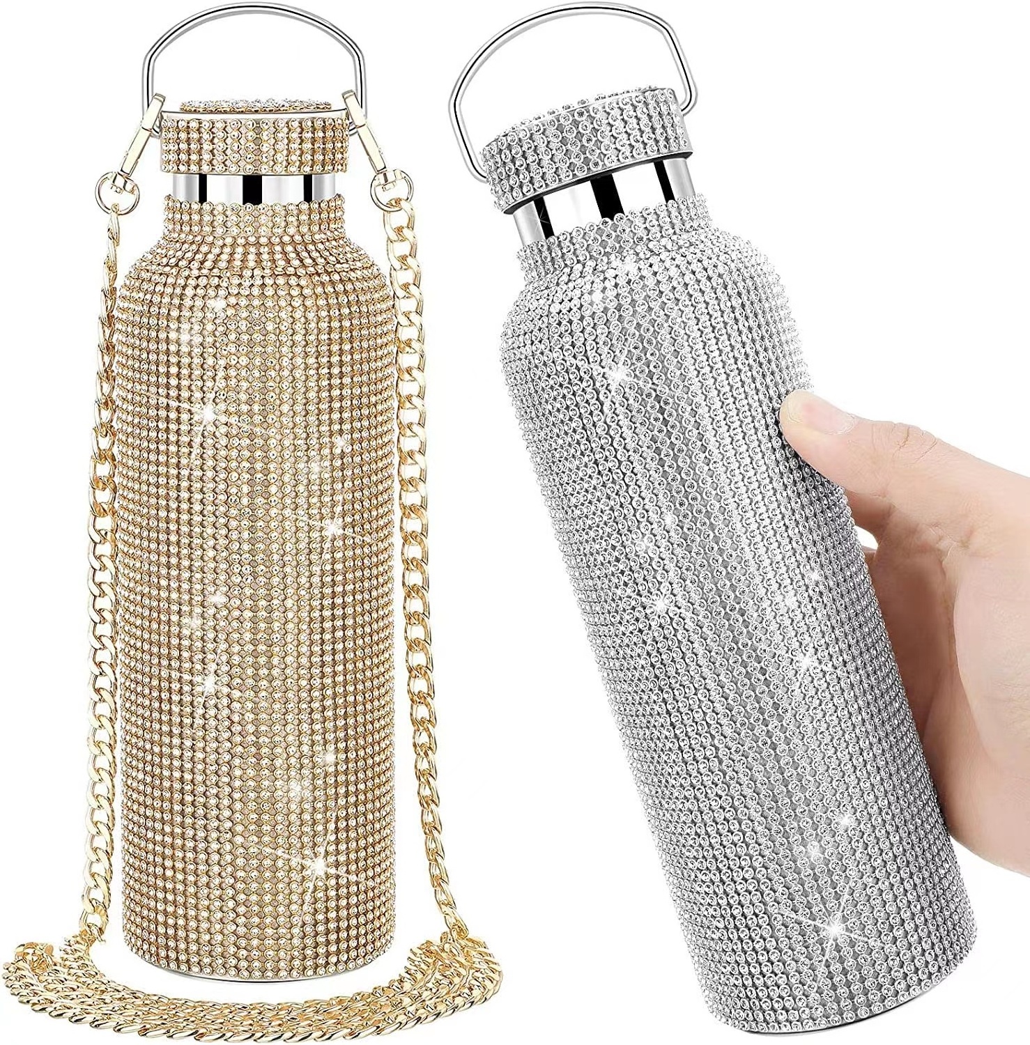 750ml Diamond Water Bottle Rhinestone tumbler Bling Cup Vacuum Flask Diamond Glitter Thermoses for Women Water Bottle