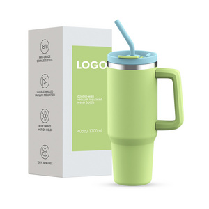 New Patent Custom 40oz Tumbler with Handle Insulated Stainless Steel Tumbler Cup with Two Function Lids