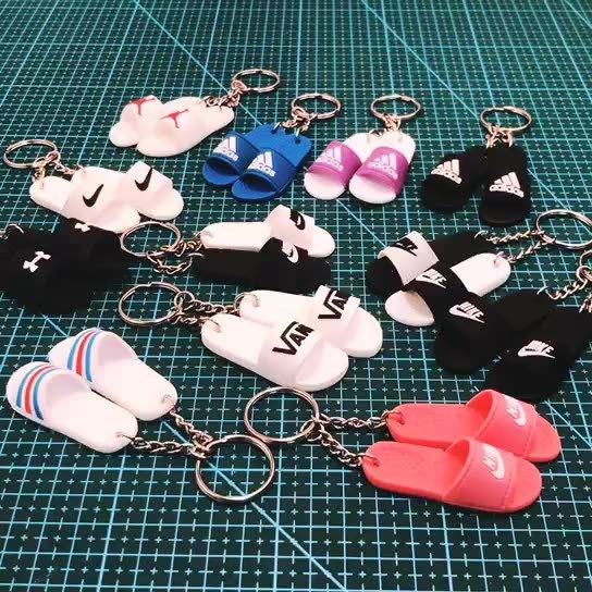 Wholesale Hot Sale  Mini Sneaker 3D Slipper car Keychain Couple Bag Pendant A-J Collection Value Rubber Keychain