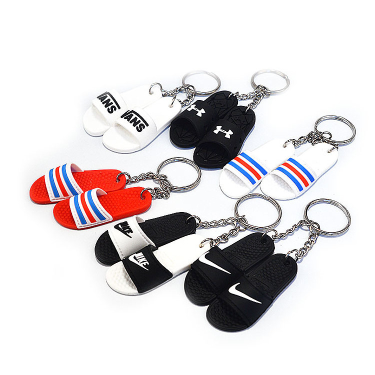 Wholesale Hot Sale  Mini Sneaker 3D Slipper car Keychain Couple Bag Pendant A-J Collection Value Rubber Keychain