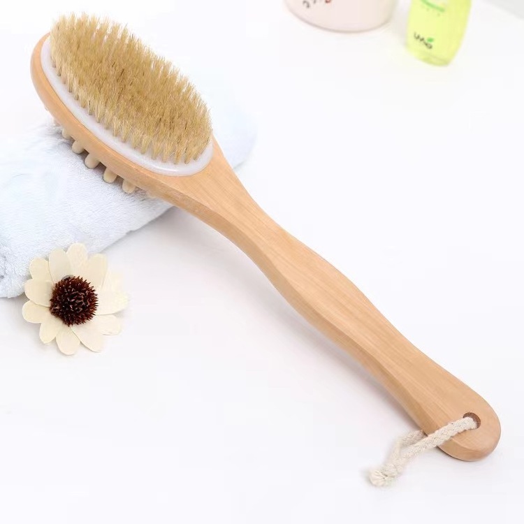 High Quality  For Dry Body Brushing Detachable Natural Bristle Paint  Short Wooden Handle Bath Body Brush