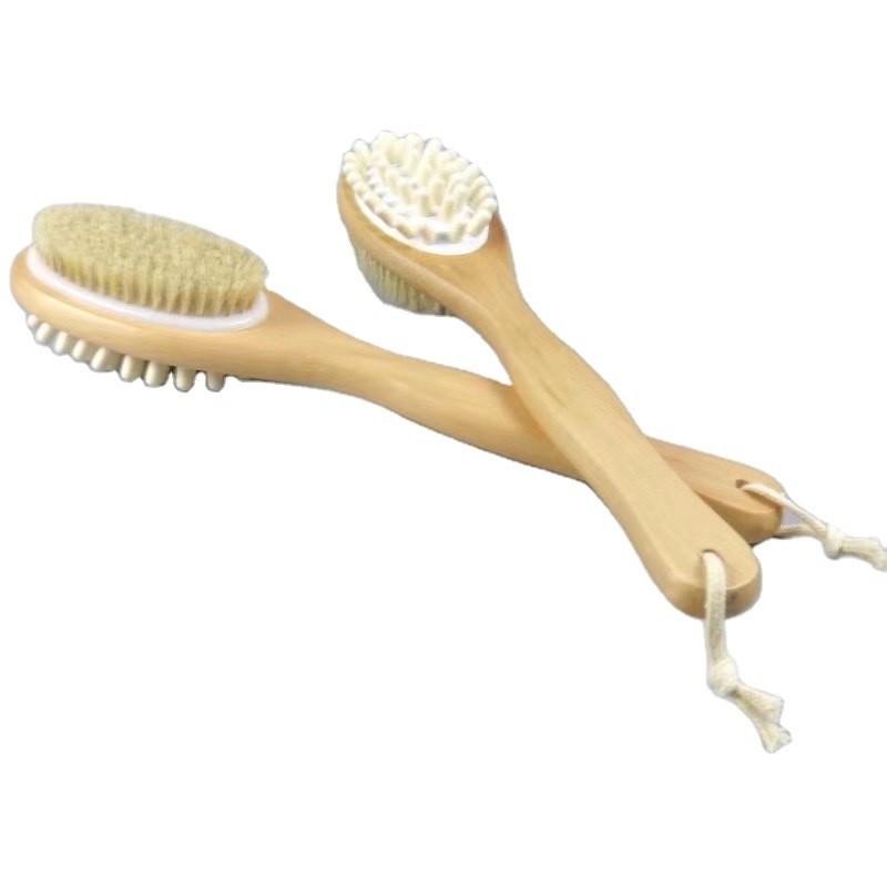 High Quality  For Dry Body Brushing Detachable Natural Bristle Paint  Short Wooden Handle Bath Body Brush