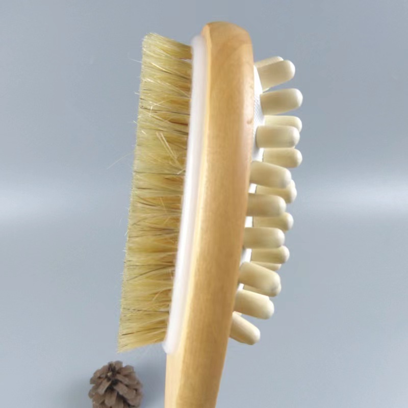 High Quality  For Dry Body Brushing Detachable Natural Bristle Paint  Short Wooden Handle Bath Body Brush