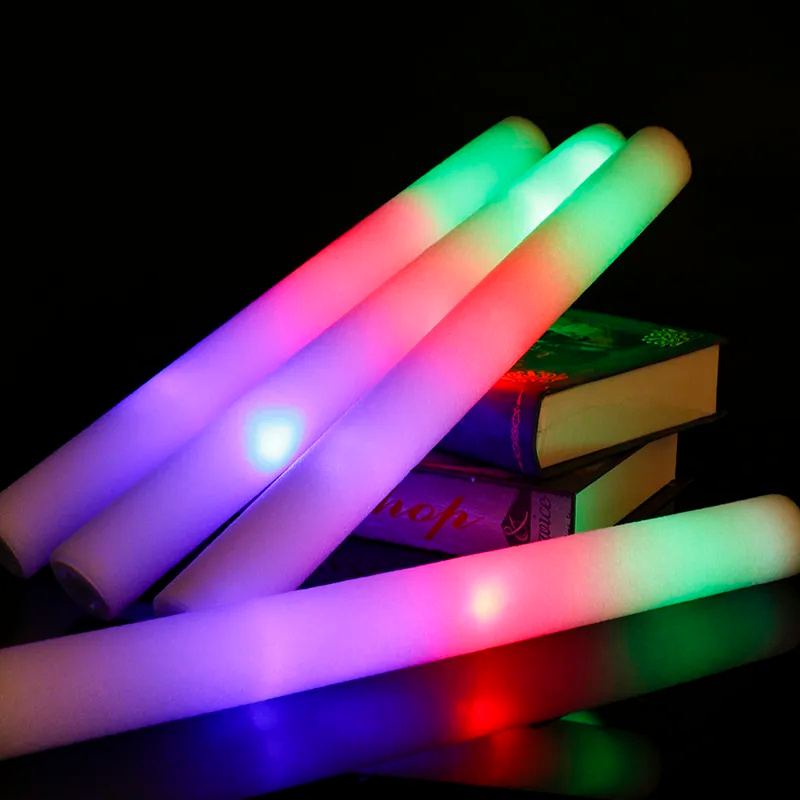 Most Popular LED Glow Stick Bulk Colorful RGB Glow Foam Stick Cheer Tube Dark Light for Xmas Birthday Wedding Bar Party Supplies