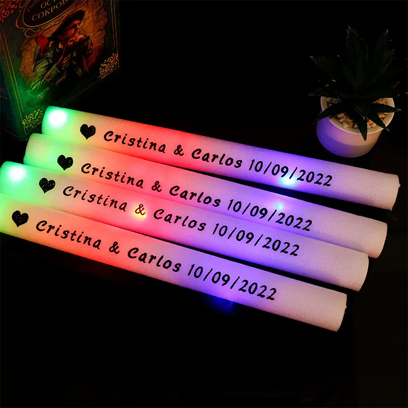 Most Popular LED Glow Stick Bulk Colorful RGB Glow Foam Stick Cheer Tube Dark Light for Xmas Birthday Wedding Bar Party Supplies