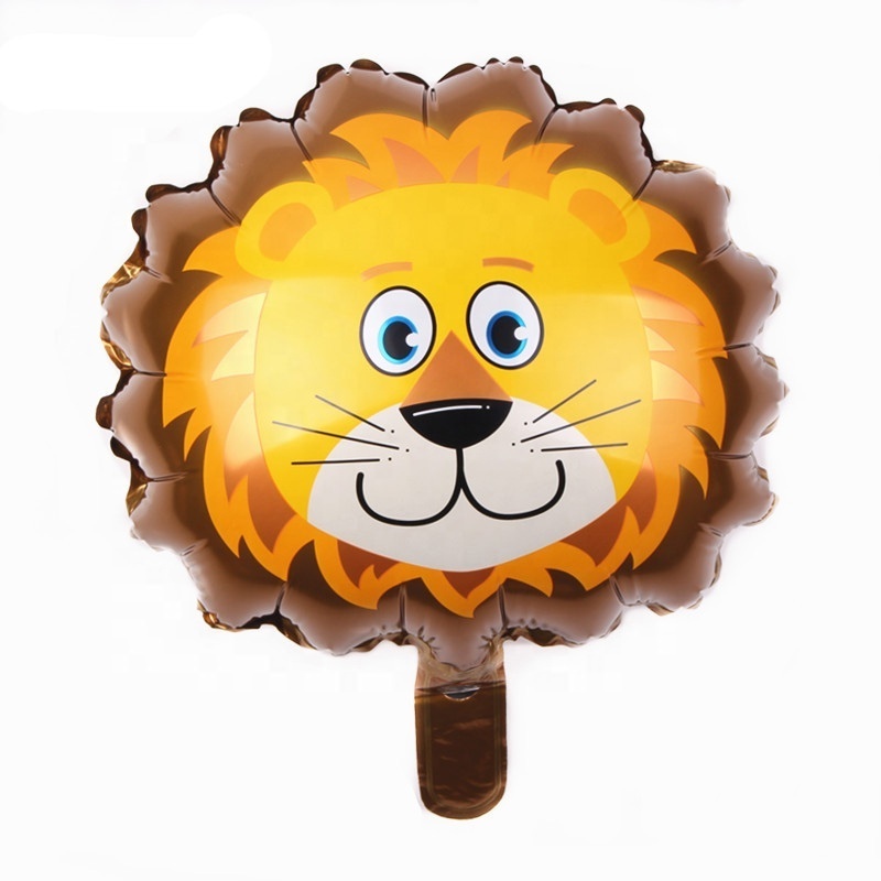 Aluminum Mini Animal Head Foil Balloon 3D Tiger Lion Cow Giraffe Monkey Animal Balloon