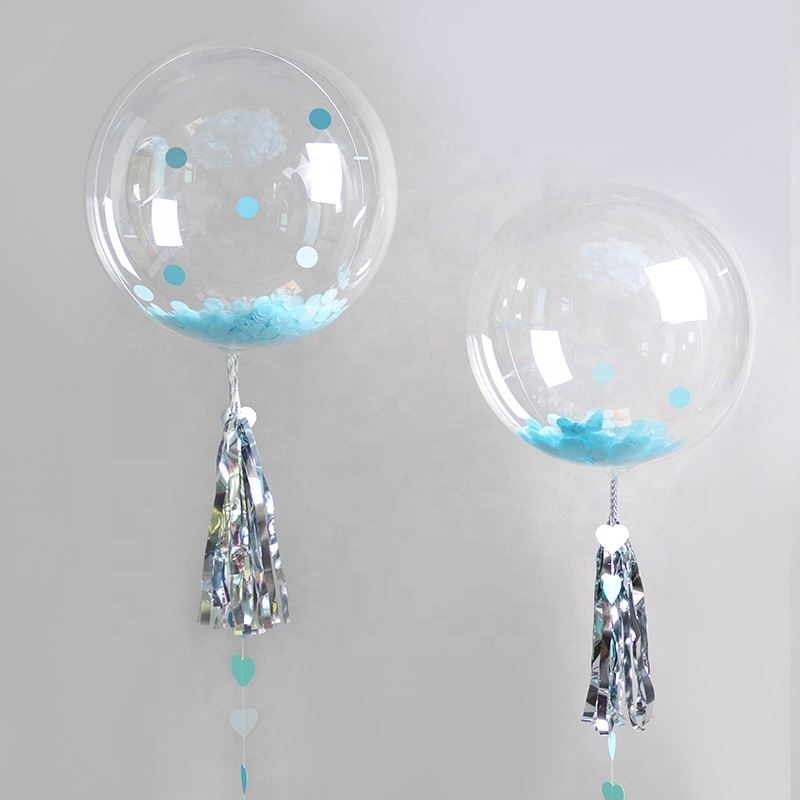 Party Decoration Clear Bubble Aluminium Balloon 20 Inches Round Shape Wide Mouth Stretched Bobo Balloon Wholesale