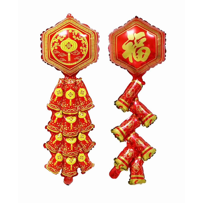 Hot selling Chinese traditional red firecracker shaped foil helium balloon for New Year