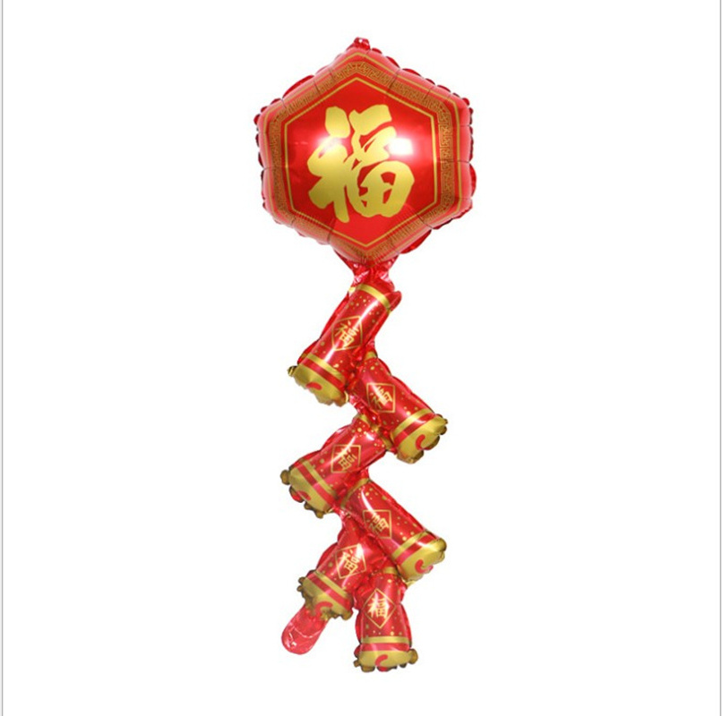 Hot selling Chinese traditional red firecracker shaped foil helium balloon for New Year