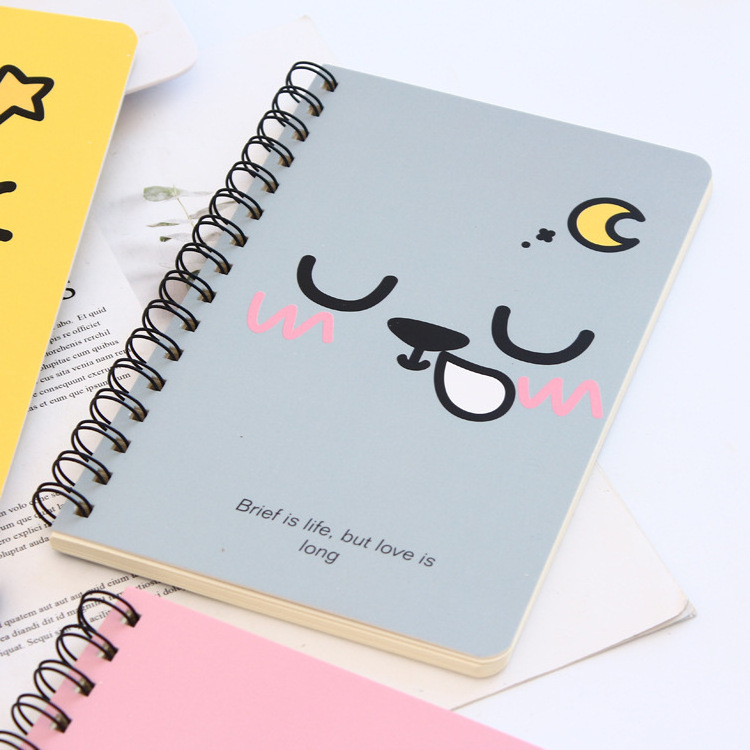 Huahang 40 Sheets Small Pocket Size Spiral Bound Note Book Emoj Printing Ring Binder Note Pad Hardboard Cover Note Book