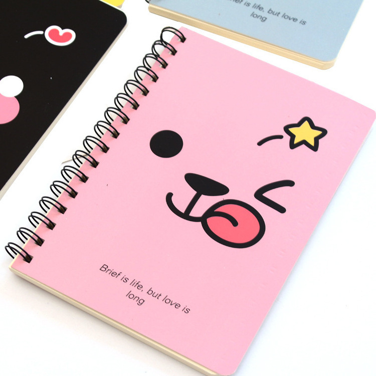 Huahang 40 Sheets Small Pocket Size Spiral Bound Note Book Emoj Printing Ring Binder Note Pad Hardboard Cover Note Book