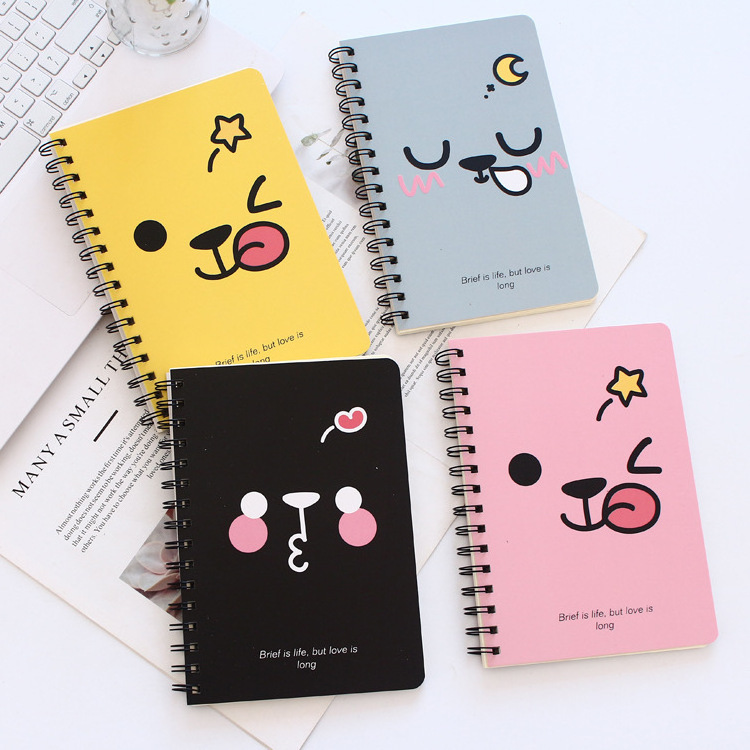 Huahang 40 Sheets Small Pocket Size Spiral Bound Note Book Emoj Printing Ring Binder Note Pad Hardboard Cover Note Book