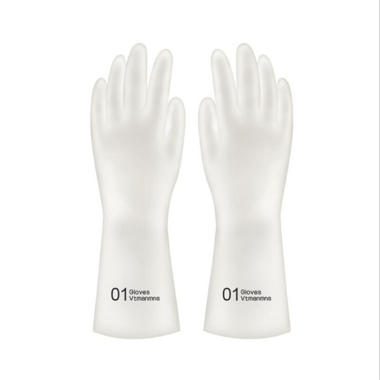 Housework gloves white color waterproof pvc coated cleaning non-slip wear-resistant rubber gloves