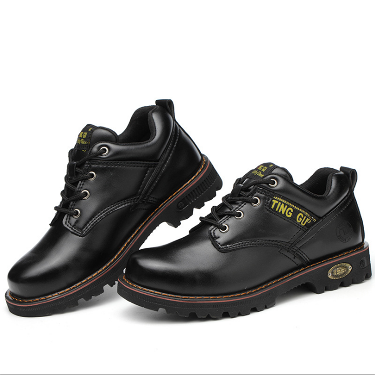 Custom Puncture Resistant Safety Shoes Durable Yellow and Black Color Cow Leather High Cut Boots