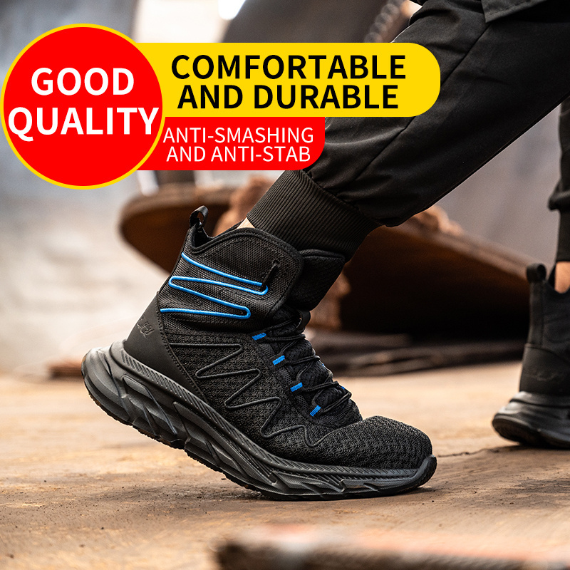 Man High cut Puncture-Proof Work Sneakers Lightweight Work Shoes Men Steel Toe Shoes Safety Boots Shoes