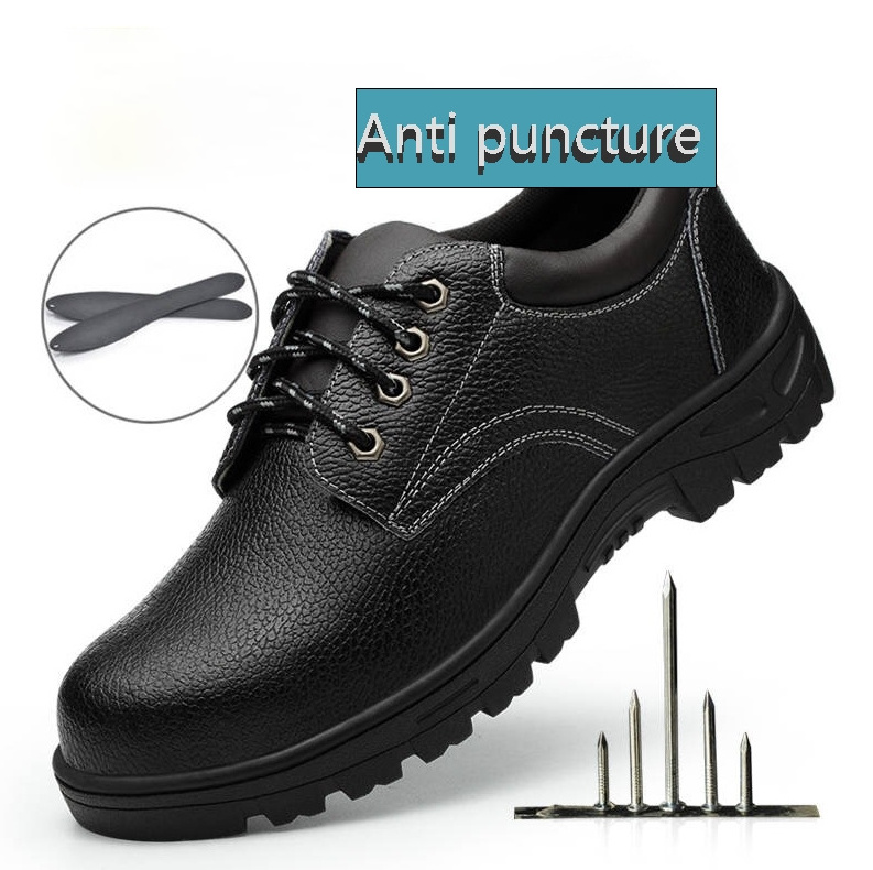 Labor Insurance Leather Rubber Worker Shoes Anti-Smashing Anti-Piercing Non-Slip Work Industrial Safety Shoes